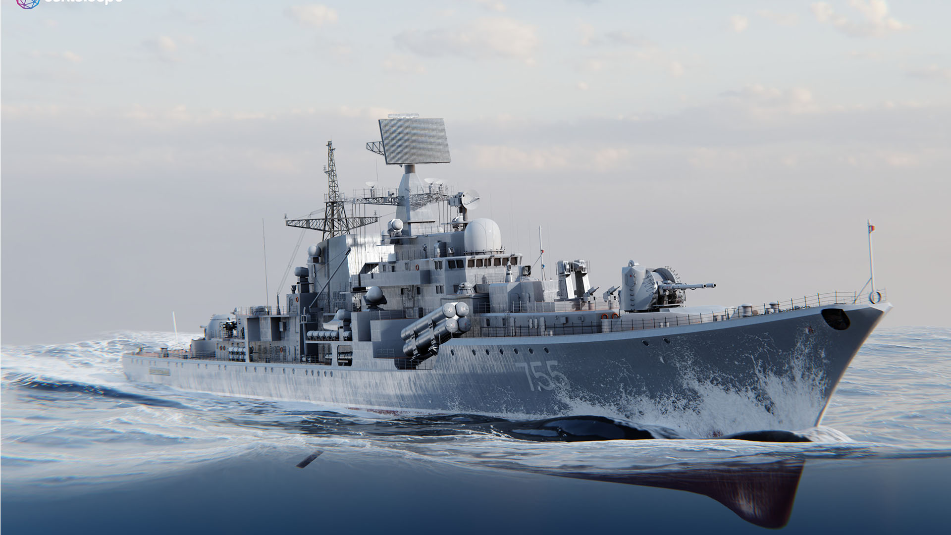 Model of an Russian Sovremenny Class destroyer
