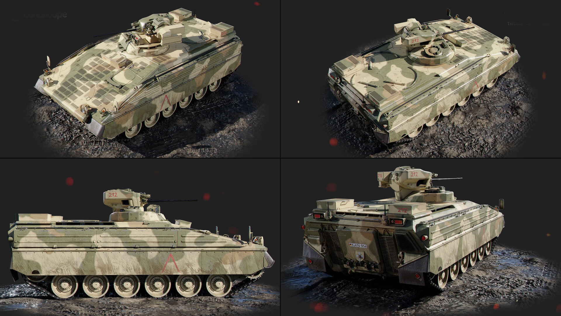3D model of an Marder 1A3 in german army camo in diffrent angles