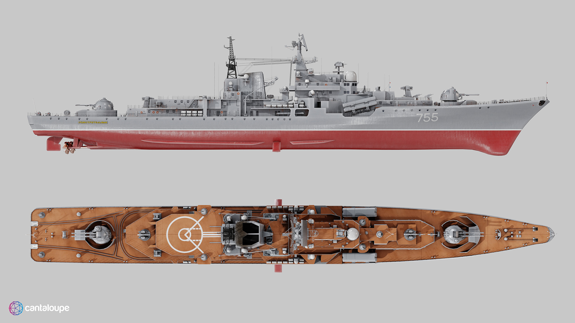 Model of an Russian Sovremenny Class destroyer